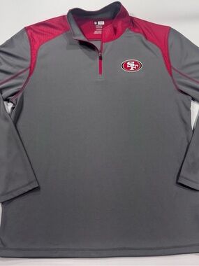 NFL Team Apparel San Francisco 49ers Gray/Red Polyester 1/4-Zip Pullover, XL